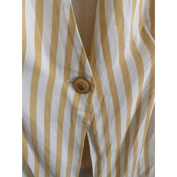 Dawn Joy Fashions Vintage 80s Yellow White Striped Blazer Shoulder Pads Size 8 - Picture 2 of 9